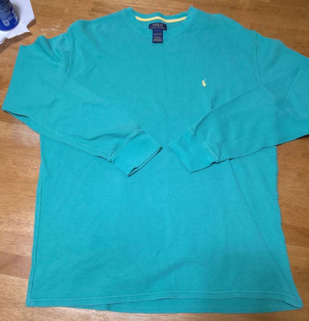 Polo Ralph Lauren Waffle Knit Thermal Shirt Size 2XL Teal Green Long Sleeve